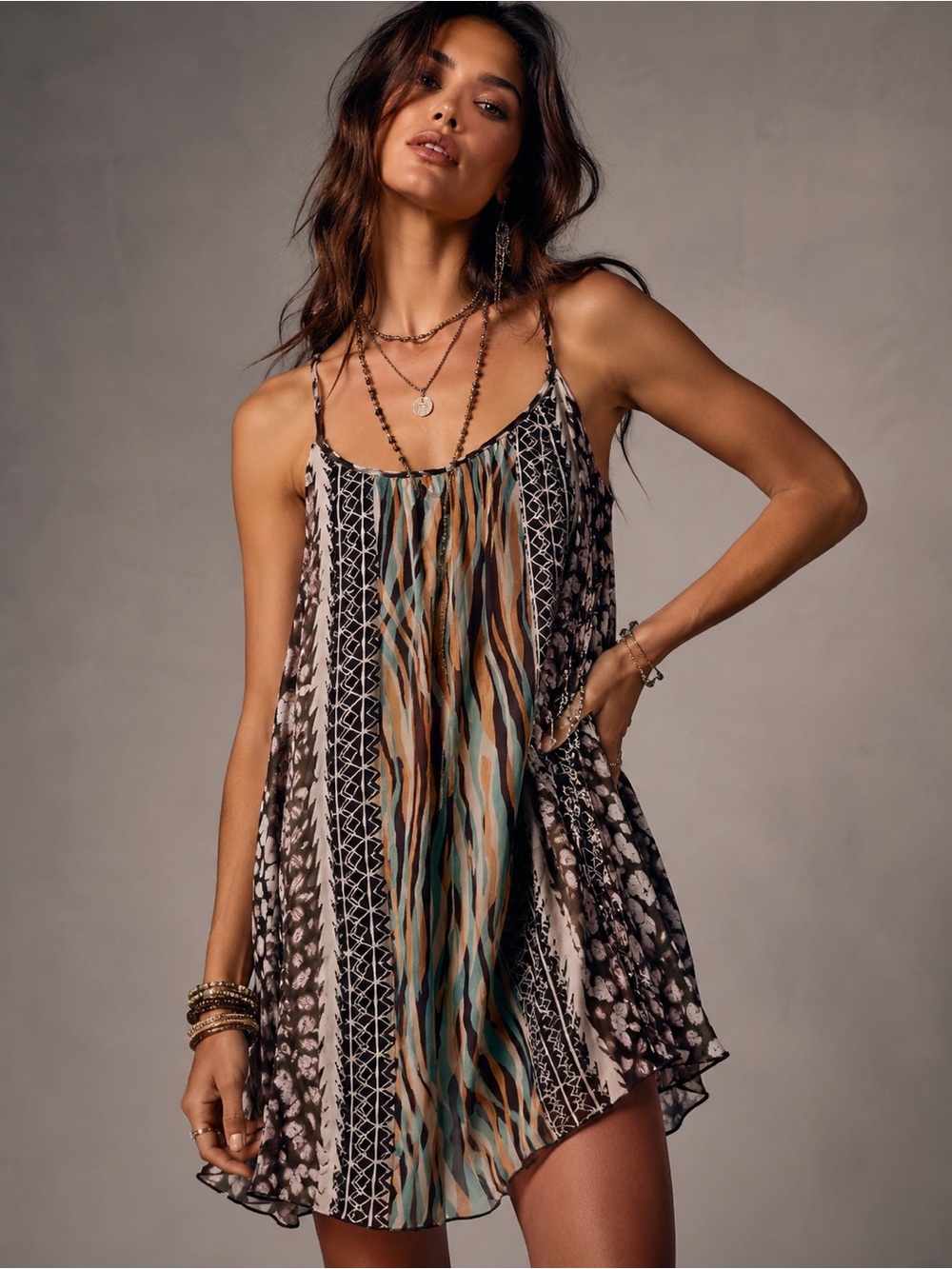 Express Sleeveless Mini Flowy Swing Dress Tiger Animal Bohemian Western Hippie
